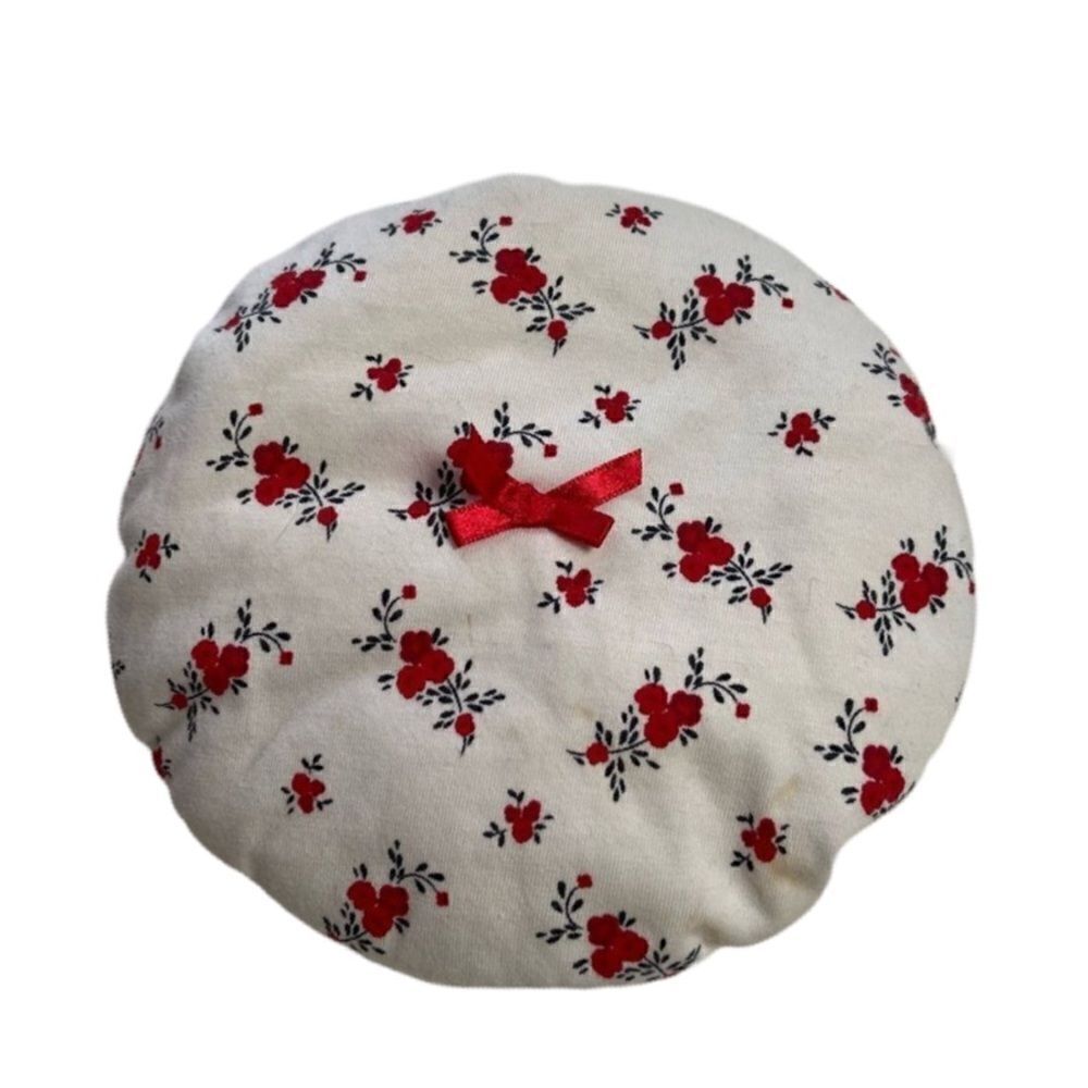 Vintage 1980s Floral Baby Beret Hat